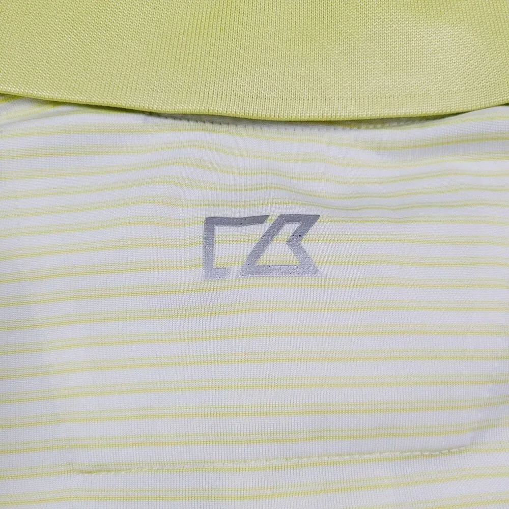 Cutter & Buck Polo Shirt Mens 2XL Yellow Striped CB DryTec Golf Performance